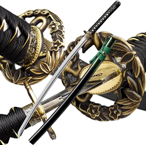 Miniatura 10 de Katana，Hand-Forged Katana Sword，Razor-Sharp 1095 & T10 Damascus Steel Blade, Full-Tang Structure for Martial Arts Practice, Collector's Display
