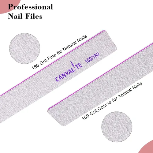 Miniatura 2 de Canvalite 12 limas de uñas gruesas de grano 100/180 para uñas acrílicas, lima de uñas profesional, reutilizable, tablero de esmeril, herramientas