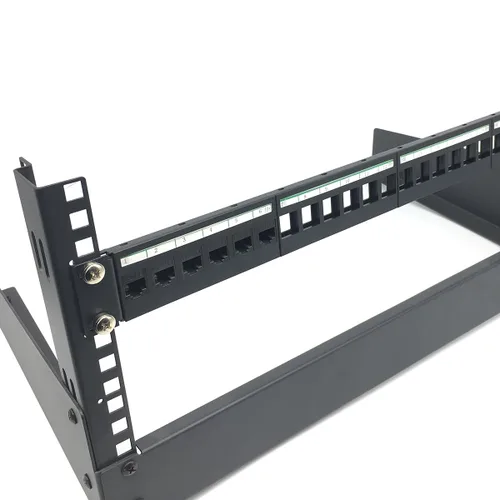 Miniatura 3 de Paquete de 2 paneles de conexión 1U de 24 puertos Keystone en blanco, carcasa de montaje en rack de 1U de 19 pulgadas para conectores Keystone (2)