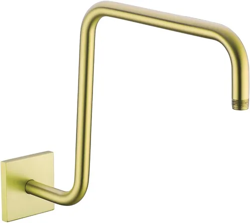 Miniatura 19 de Brazo de ducha de cuello de cisne de 16 pulgadas, extensión de cabezal de ducha dorado con brida única, conexión estándar de 1/2 pulgada Brida