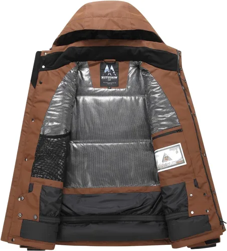 Miniatura 4 de Chaqueta de esquí para hombre, impermeable, resistente al viento, capucha extraíble para invierno, para motos de nieve, senderismo