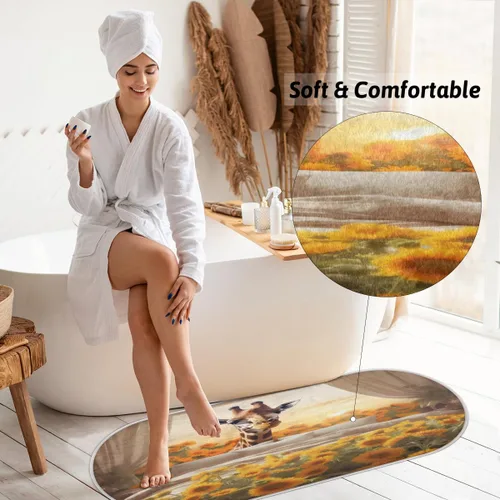 Miniatura 4 de Lindas alfombras de baño de jirafa, girasoles, tapete de baño antideslizante de microfibra, tapete de baño absorbente y lavable a máquina, tapete a-4