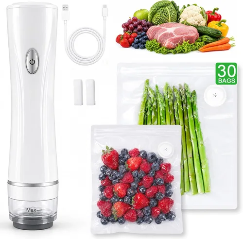 Miniatura 9 de Higfra Bolsas selladoras al vacío reutilizables sin BPA (8.5 x 8.3 pulgadas), 30 piezas y 2 clips de sellado, plástico de válvula mejorada