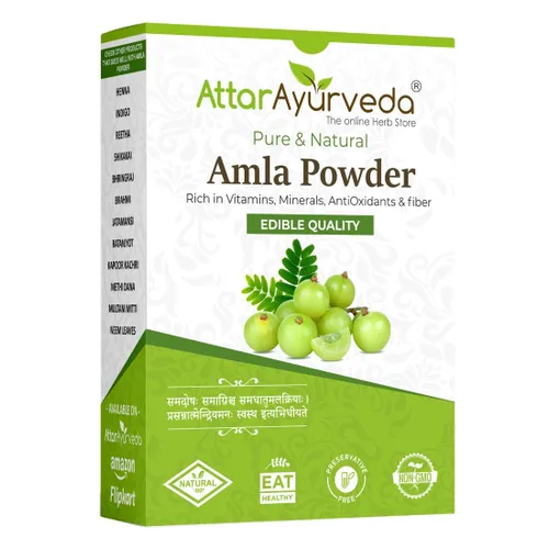 Attar Ayurveda Pure Amla Powder para el crecimiento del cabello 100% puro y natural, sin conservantes reduce la apariencia de manchas en la piel,