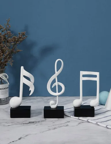 Miniatura 11 de HAUCOZE Decoración de notas musicales, decoración musical, regalos, centro de mesa, escultura, piano, estatua, blanco, 7.5 pulgadas