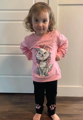 Miniatura 2 de RETSUGO Conjunto de camiseta y leggings con estampado de leopardo, 2 piezas, para niñas, ropa escolar y otoño