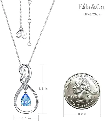 Miniatura 4 de ELDA & CO. Regalos de cumpleaños, collar infinito de plata de ley 925 con piedras natales de octubre y noviembre, turmalina rosa, citrino, regalos