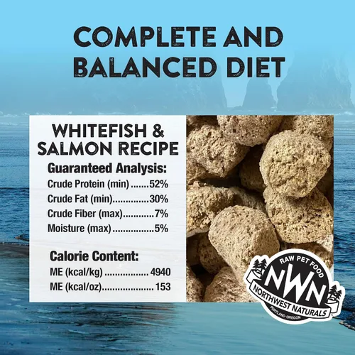 Miniatura 3 de Northwest Naturals Alimento liofilizado para perros de pescado blanco y salmón - Nuggets de tamaño bocado - Sin granos, alta en proteínas, dieta