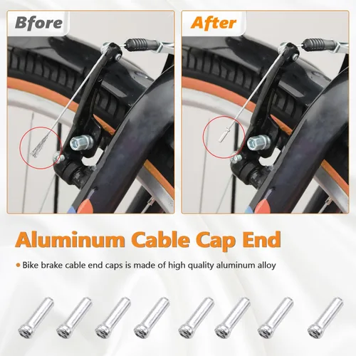 Miniatura 6 de mankk Cable universal de freno de bicicleta y cable de cambio, cable de cambio de bicicleta y kit de carcasa de cable de freno con tapas de extremo