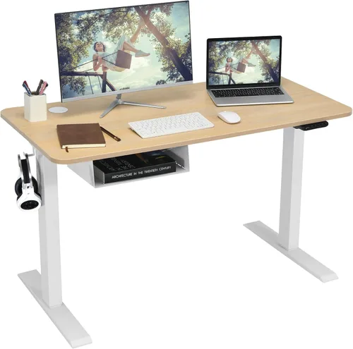 Miniatura 13 de Tangkula 55-Inch Electric Standing Desk with 4 Storage Drawers & Monitor Stand, Height Adjustable Stand Up Desk with 3 Memory Heights & Hook