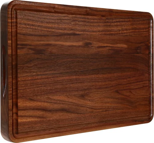 Miniatura 13 de AZRHOM Tabla de Cortar de Madera de Nogal, 20x15 pulgadas Tablas de Cortar de Madera Extra Grandes con Ranura Profunda para Jugos y Mango Lateral