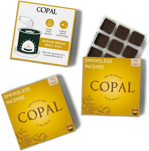 Aromafume - Paquete de recambio de ladrillos de incienso Copal | 3 bandejas x 9 ladrillos | Copal de procio (Burseraceae) nativo de México | Ideal