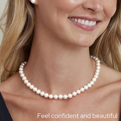 Miniatura 9 de The Pearl Source Real Pearl Necklace for Women with AAA+ Quality Round White Freshwater Genuine Cultured Pearls