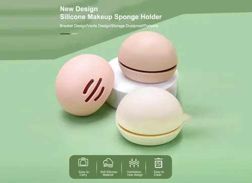 Miniatura 3 de Soporte de esponja de silicona suave para mujer, para viaje o maquillaje diario, a prueba de polvo, portátil, para maquillaje facial, organizador