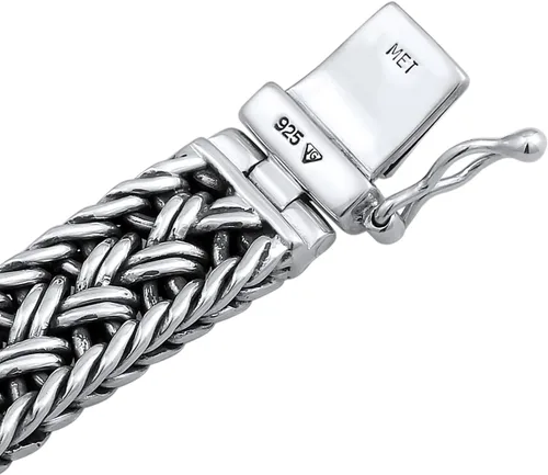 Miniatura 3 de kuzzoi Pulsera bizantina de plata de ley 925 para hombre, longitud 6,69 pulgadas - 8,27 pulgadas, ancho 0,39 pulgadas, 1.41 onzas, Metal