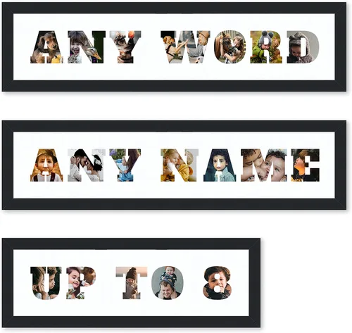 Marco de fotos personalizado con nombre, tapete hecho a medida para cualquier palabra, nombre, letra de tu elección, collage de fotos para