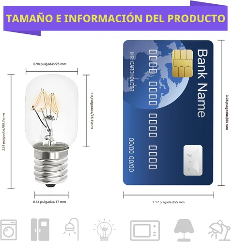 Miniatura 3 de AMI PARTS 8206232A Bombilla 40w 125v Microondas Horno Luz -Bajo Capó Microondas Bombilla - E17 Fit para Whirlpool Microondas Bombilla