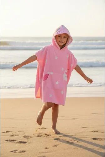 Miniatura 3 de Toalla de playa absorbente con capucha para niños y niñas, toalla de baño de microfibra con broches laterales (unicornio, 4-5)