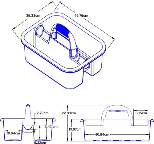 Miniatura 3 de Akro-Mils 09185 Contenedor de plástico para herramientas y suministros de limpieza con asa, (18-3/8 pulgadas x 13-7/8 pulgadas x 9 pulgadas), azul