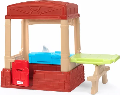 Miniatura 2 de Simplay3 Sunny Day Casa de campo de campo para interiores o exteriores, casa de juegos para niños pequeños y niños pequeños con cocina y mesa de Rojo