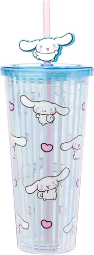 Miniatura 37 de Silver Buffalo Sanrio Hello Kitty Bow Pink Polka Dots - Vaso frío de plástico con tapa y tapa con pajita, 24 onzas Lazo Hello Kitty y lunares rosados