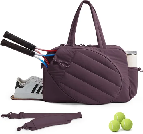 Miniatura 15 de BAGSMART - Bolsa de tenis y gimnasio para mujeres, con compartimento para 2 raquetas, compartimento para zapatos y bolsillo para cosas húmedas