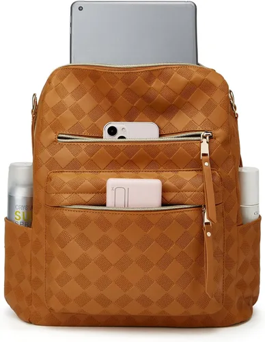Miniatura 6 de Makes Bolso tipo mochila para mujer, de piel sintética, con diseño convertible, 2 piezas