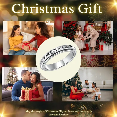 Miniatura 2 de 925 Sterling Silver Spinner Fidget Ring for Women: Musical Note Viking Rune Heartbeat Anxiety Stress Relieving Rotatable Ring Faith Hope Love