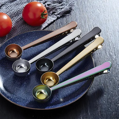 Miniatura 9 de Cuchara de café con clip para bolsa, 2 unidades, 1 cucharada de acero inoxidable de mango largo cucharas medidoras para café molido y granos, té