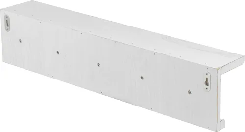 Miniatura 7 de MyGift Estante de baño flotante de madera blanca vintage de 5 ganchos montado en la pared y toallero