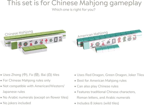 Miniatura 8 de YMI chino Mahjong Juego Set profesional – Estándar Verde