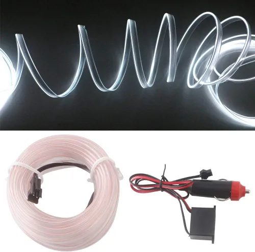 Miniatura 14 de Cable electroluminiscente de luz de neón de 16 pies y 12 V con protección de fusible para decoración interior de automóvil con borde de costura
