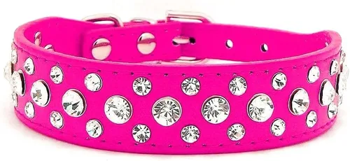 Miniatura 4 de Collar para perro con diamantes de imitación, de piel sintética, con diamantes de imitación, collar de cachorro para mascotas, gatos, color negro
