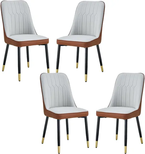Miniatura 21 de Juego de 2 sillas de comedor, sillas de comedor modernas, equipadas con cojines de respaldo de cuero PU y patas de metal negro, adecuadas