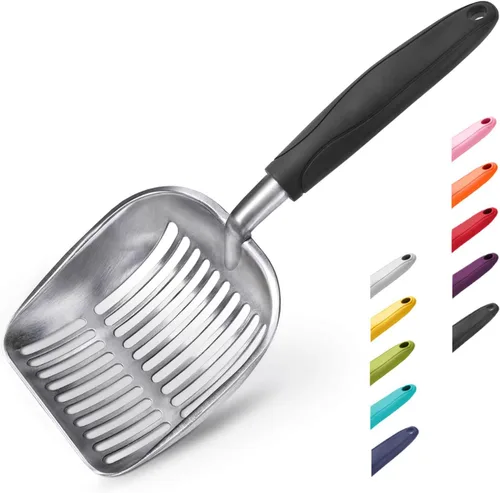 Miniatura 31 de WePet Cuchara de arena para gatos, tamiz de aleación de aluminio, pala de metal profunda, mango largo, tamizado de excrementos, levantador de heces