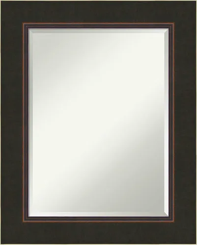 Miniatura 11 de Amanti Art Espejo de baño de bronce para sobre fregadero, espejo rectangular de bronce milano de 27 x 23 pulgadas, marco de madera pequeño casual