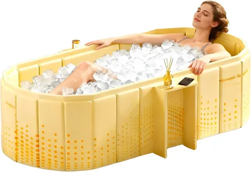 Miniatura 11 de Bañera Portátil para Adultos de 59" Grande Bañera Plegable de Inmersión en Frío Bañera de Hielo Plegable Sin Instalación para Cabina de Ducha, Baño