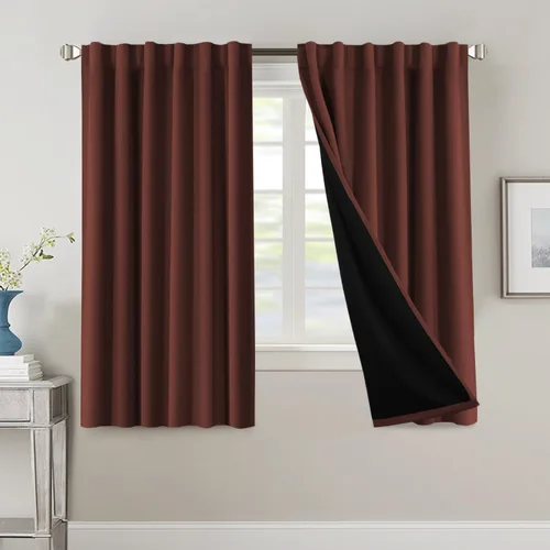 Miniatura 47 de H.VERSAILTEX Cortinas 100% opacas para dormitorio con forro negro, cortinas de oscurecimiento de habitación completa, con aislamiento térmico