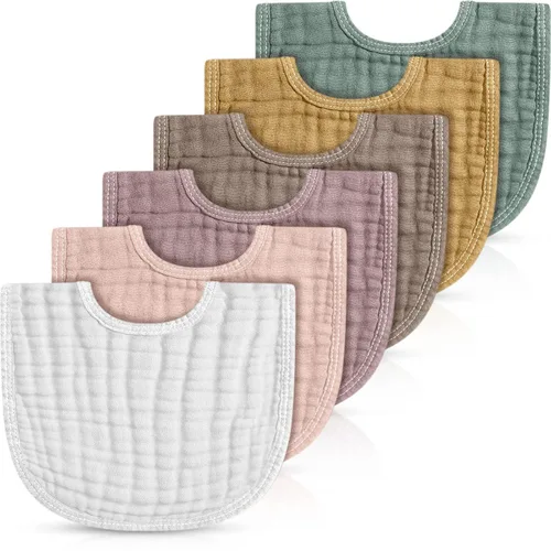 Miniatura 8 de Frienda 6 piezas de baberos de muselina para dentición de bebé, bandana, baberos, 6 capas absorbentes para bebé, niño y niña, paño de algodón