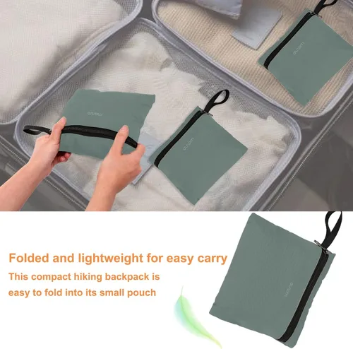 Miniatura 5 de MOSISO Mochila de senderismo ligera para senderismo, mochila plegable para viajes, bolsa de hombro plegable con bolsillo vertical frontal