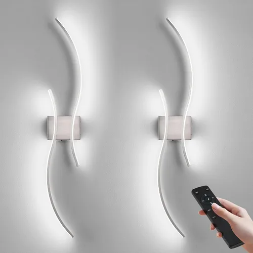 Miniatura 15 de KARTOOSH Aplique de pared a pilas con control remoto, colores continuos 3000K-6000K y atenuación, luz de pared LED inalámbrica dorada para sala