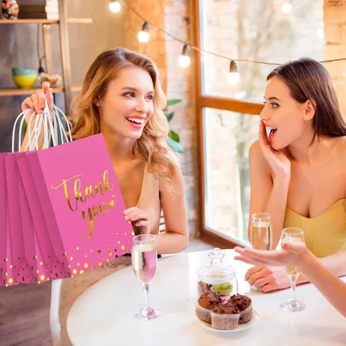 Miniatura 7 de Tinlade 30 bolsas de regalo de agradecimiento con papel de seda dorado con asa para graduación, negocios, compras, boda, ducha, regalos de fiesta