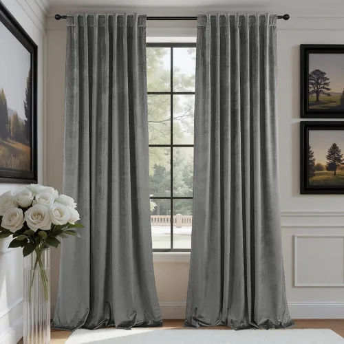 Miniatura 40 de Cortinas de terciopelo opacas para oscurecer la habitación de 63 pulgadas de largo para sala de estar, comedor, 2 paneles, privacidad pesada