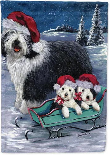 Miniatura 139 de Caroline's Treasures PPP3097CHF - Pijama de Navidad con diseño de bulldog francés para colgar en la pared, poliéster, tamaño de casa, multicolor