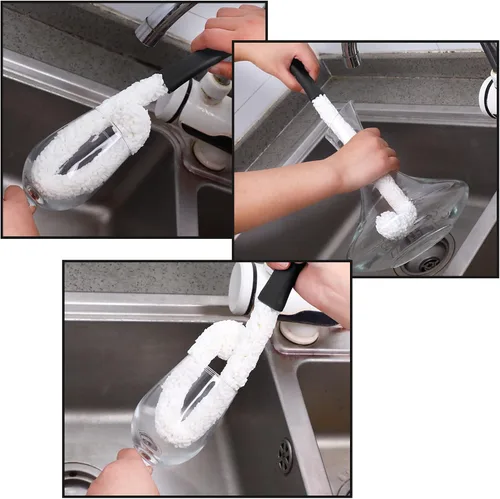 Miniatura 7 de 3 piezas de cepillo de limpieza de decantador flexible y 400 piezas de decantador reutilizable cuentas de limpieza para decantadores de vino, copas