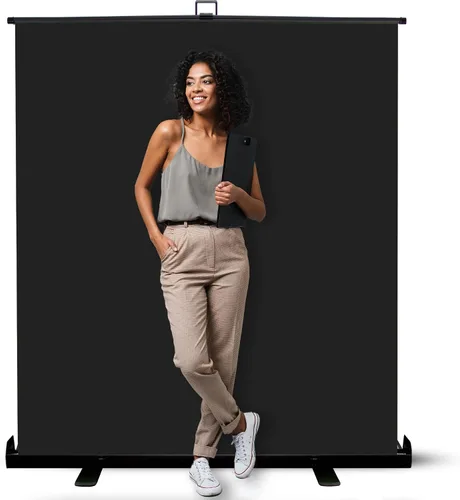 Fondo negro de 62 pulgadas, plegable, portátil, para fotografía y video para estudio, transmisión, zoom y creación de contenido, resistente a las