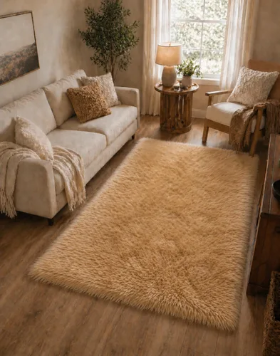 Miniatura 20 de LAMBZY Alfombra rectangular de piel de oveja sintética, súper suave, hipoalergénica, de felpa, lujosa alfombra de felpa sedosa para dormitorios