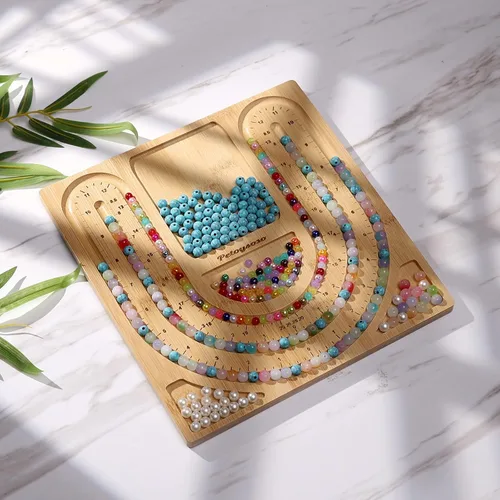 Miniatura 2 de Petoysoso Tablero de cuentas de bambú para la fabricación de joyas, collar y pulsera, suministros para hacer joyas Collar de tablero de cuentas