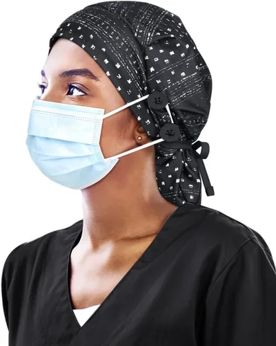 Miniatura 14 de Gorro de trabajo forrado de satén con botón para mujeres de cabello largo