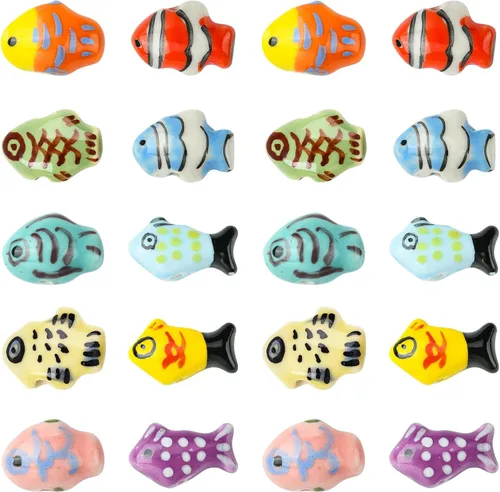 Miniatura 9 de LiQunSweet 10 pcs 10 Colors Handmade Ceramic Porcelain Fish Beads Ocean Animals Spacer Beads for DIY Jewelry Bracelet Necklace Earring Crafts Bag